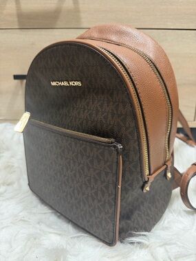 Michael Kors Brown and Tan Logo Mini Backpack
